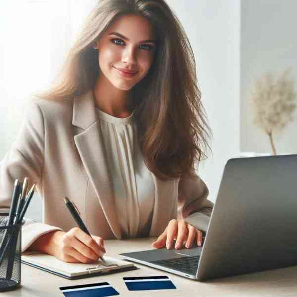 Freelance consultant using a business credit card to book a flight for client travel in 2025
