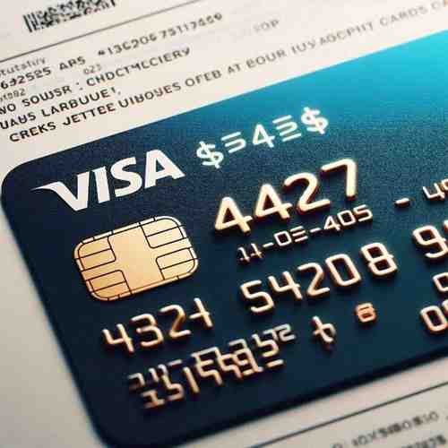 Screenshot-style image of a credit card statement displaying masked digits ending in 4427 for a Visa card transaction.