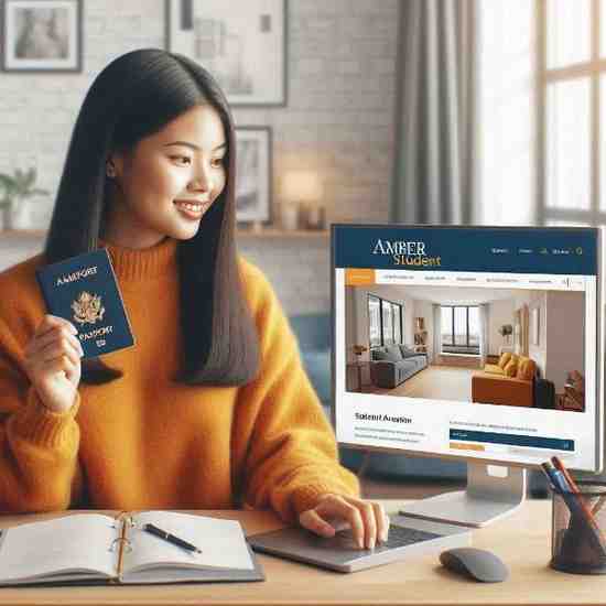 International student booking accommodation on AmberStudent using a credit card online