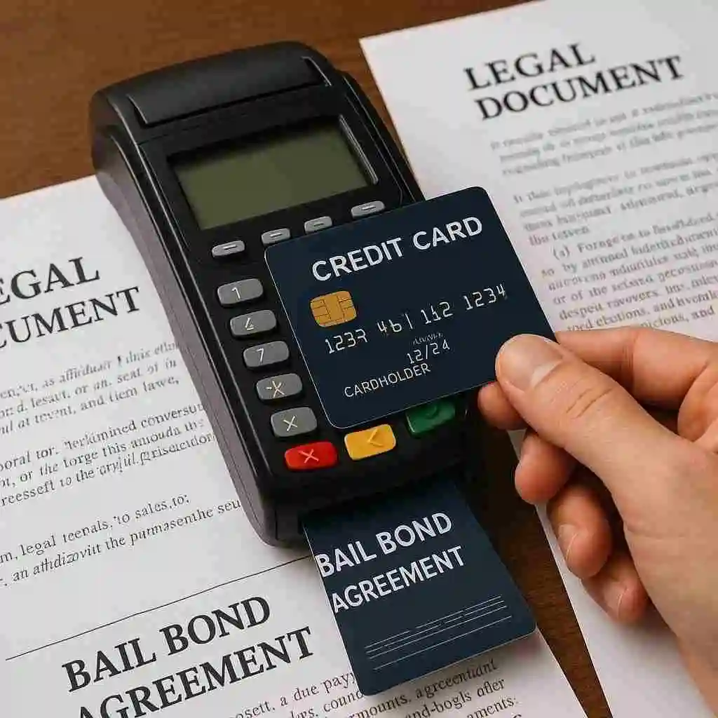 Paying bail bond premium using a credit card machine