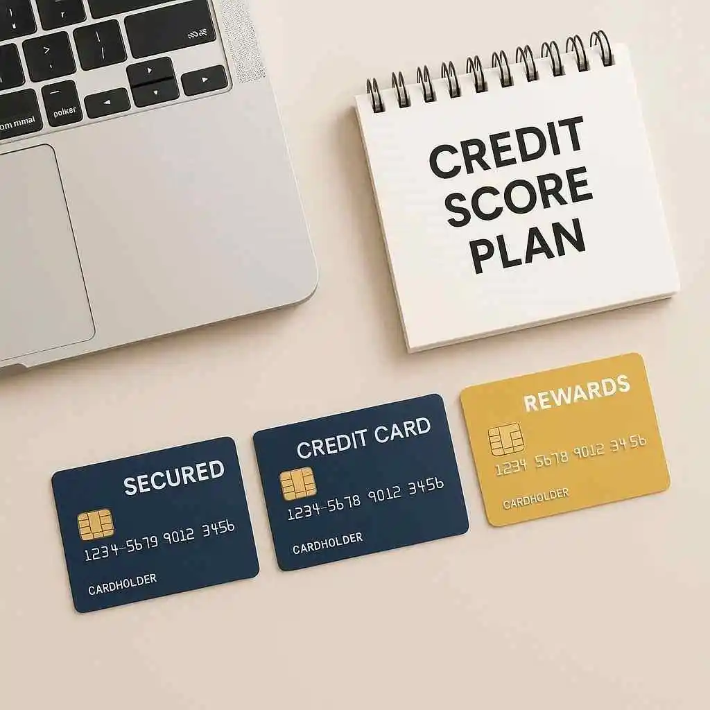 Comparison of secured, unsecured, and rewards credit cards for people rebuilding credit with bad credit scores.