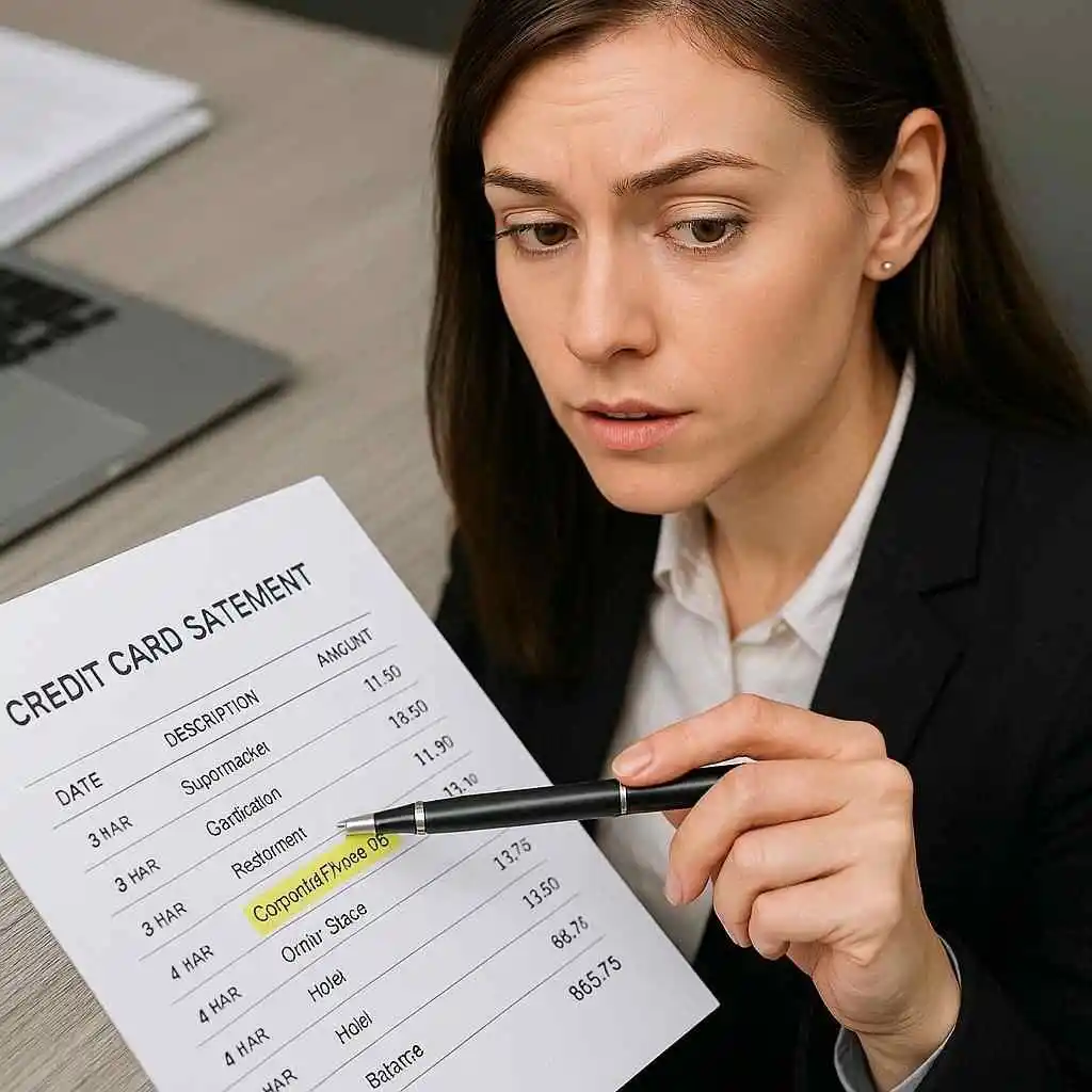 Credit card statement showing Corporate Filings LLC charge highlighted