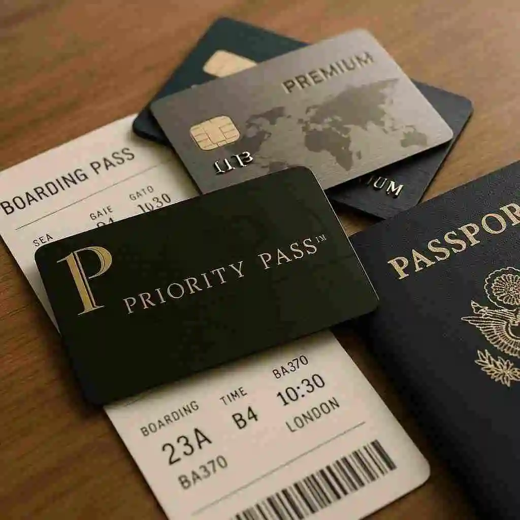 Priority Pass and travel credit cards used for airport lounge access