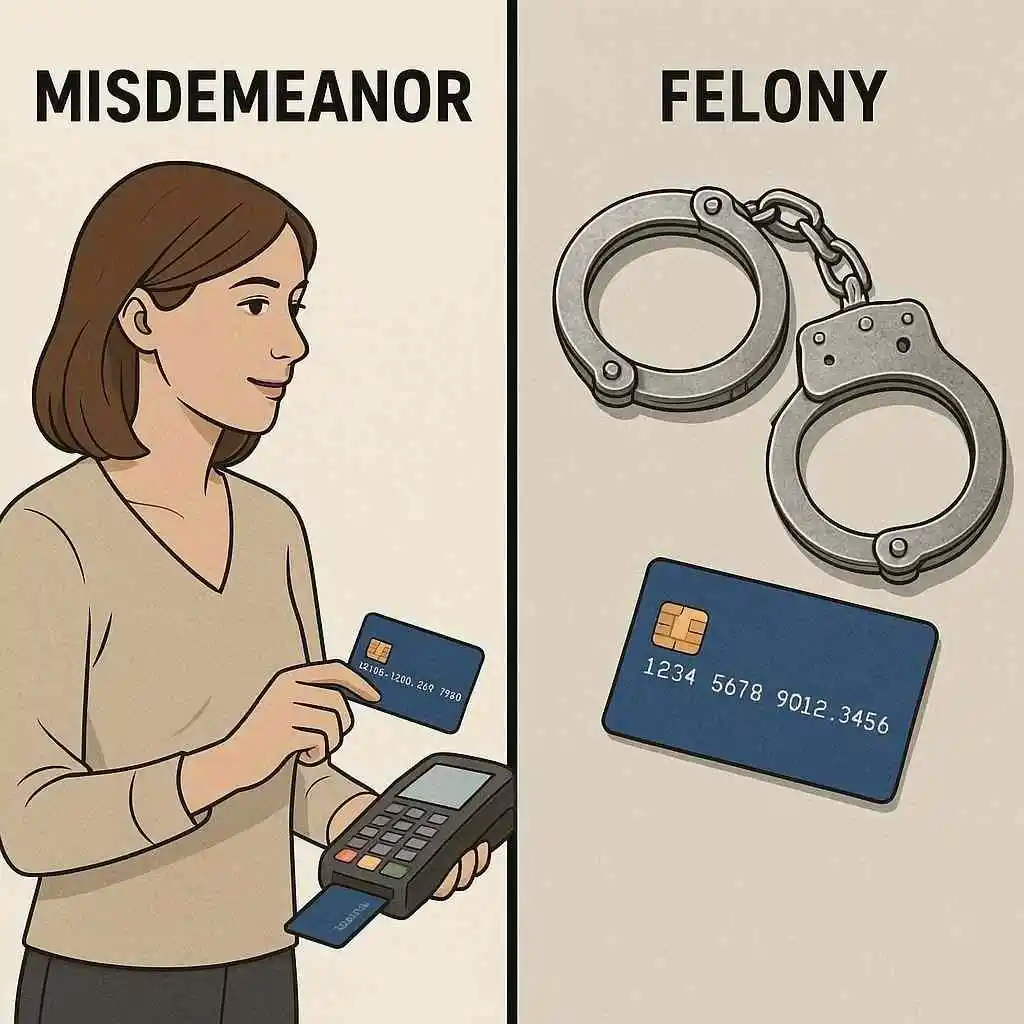 Difference between misdemeanor and felony credit card use