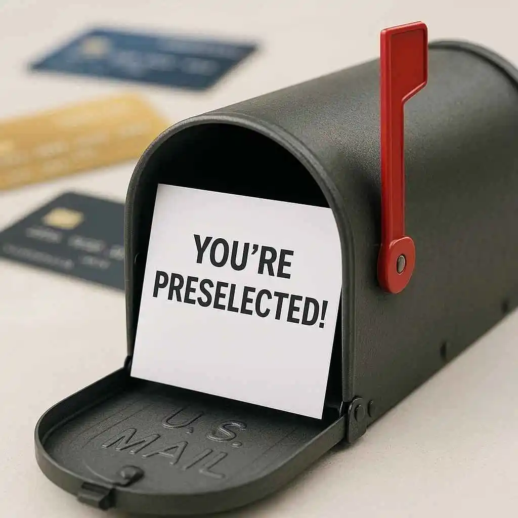 Credit card preselected offer letter received in mailbox