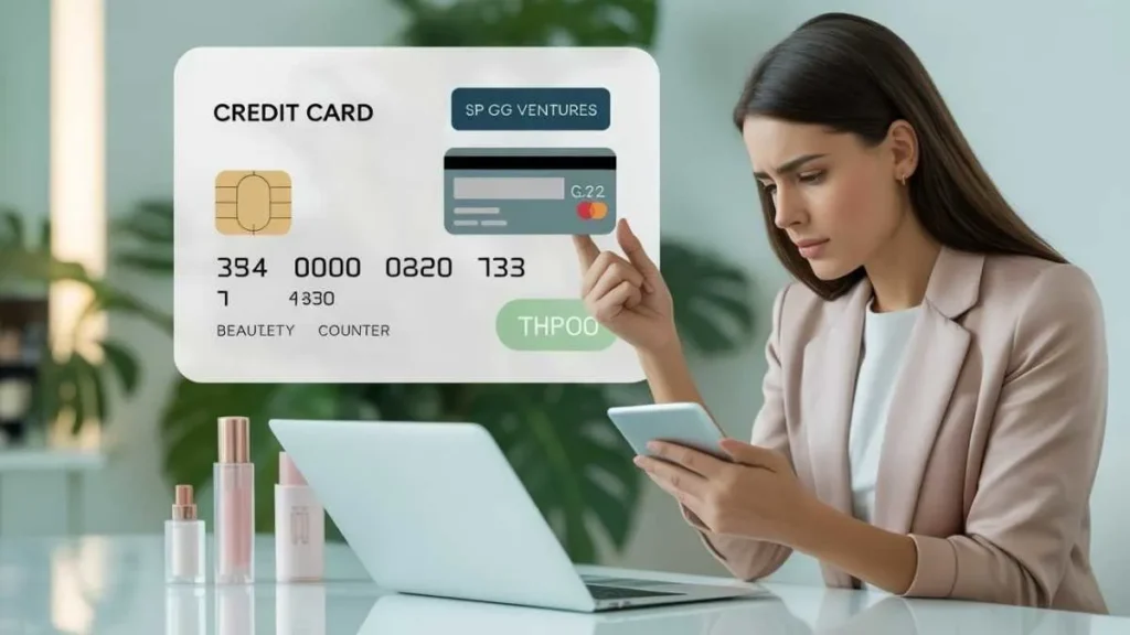 Credit card statement showing SP G2G Ventures charge with user checking transaction online, illustrating financial awareness and subscription management
