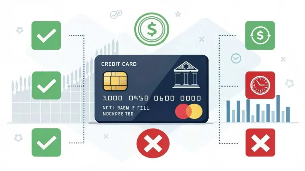 Illustration showing the dos and don’ts of credit cards for smart financial management