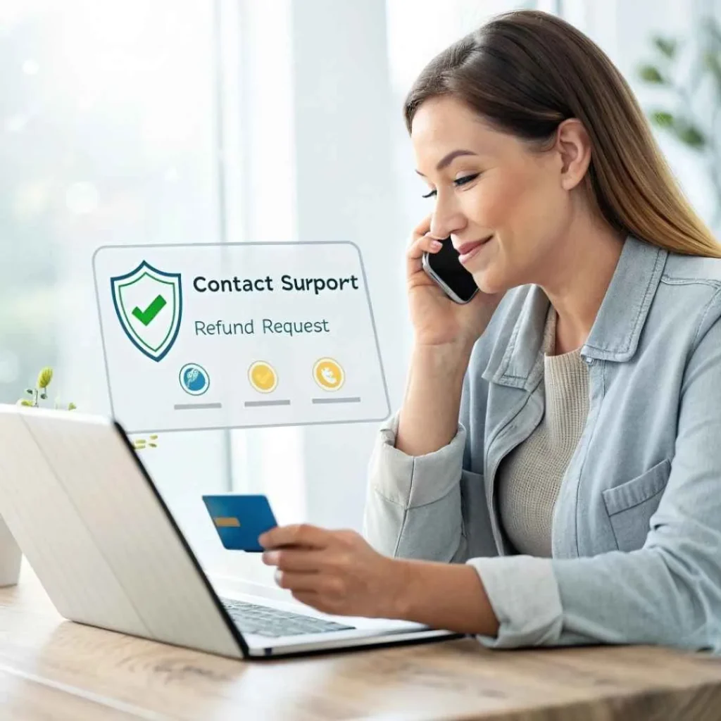 Woman calling bank to dispute Zoho Corporation credit card charge