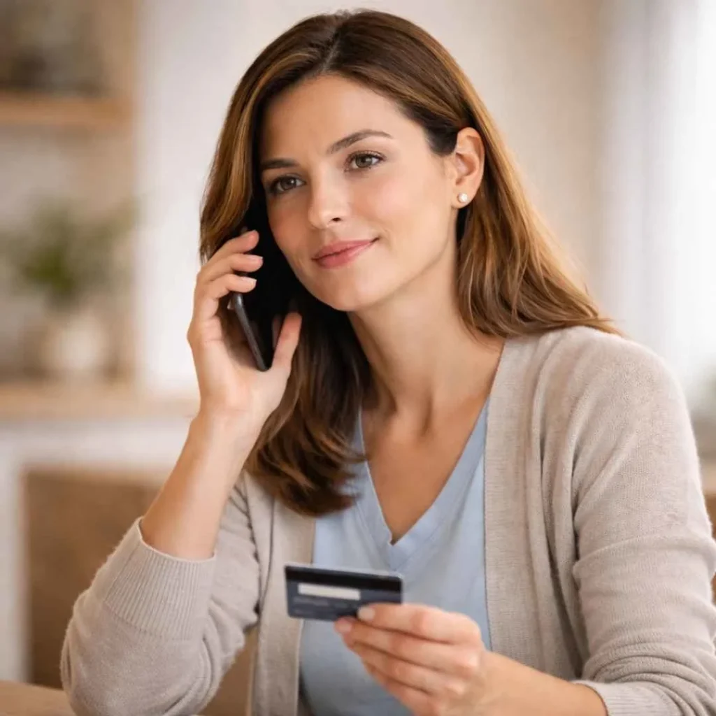 Woman calling bank about PBC Smyrna TN credit card charge
