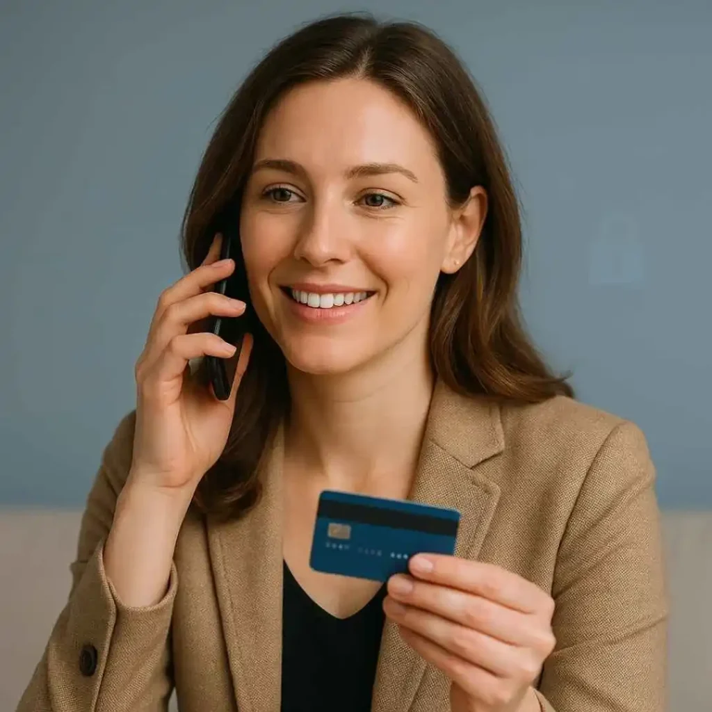 Woman calling bank to dispute an Introdepot charge on credit card