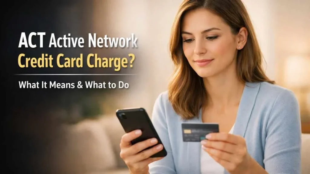 ACT Active Network credit card charge explained woman reviewing unknown credit card transaction