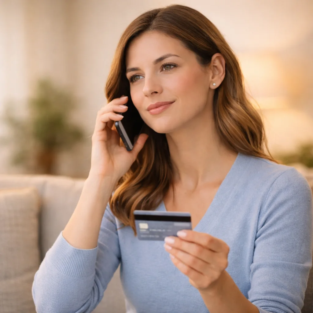 American woman calling her bank about a Sensate Inc charge on her credit card
