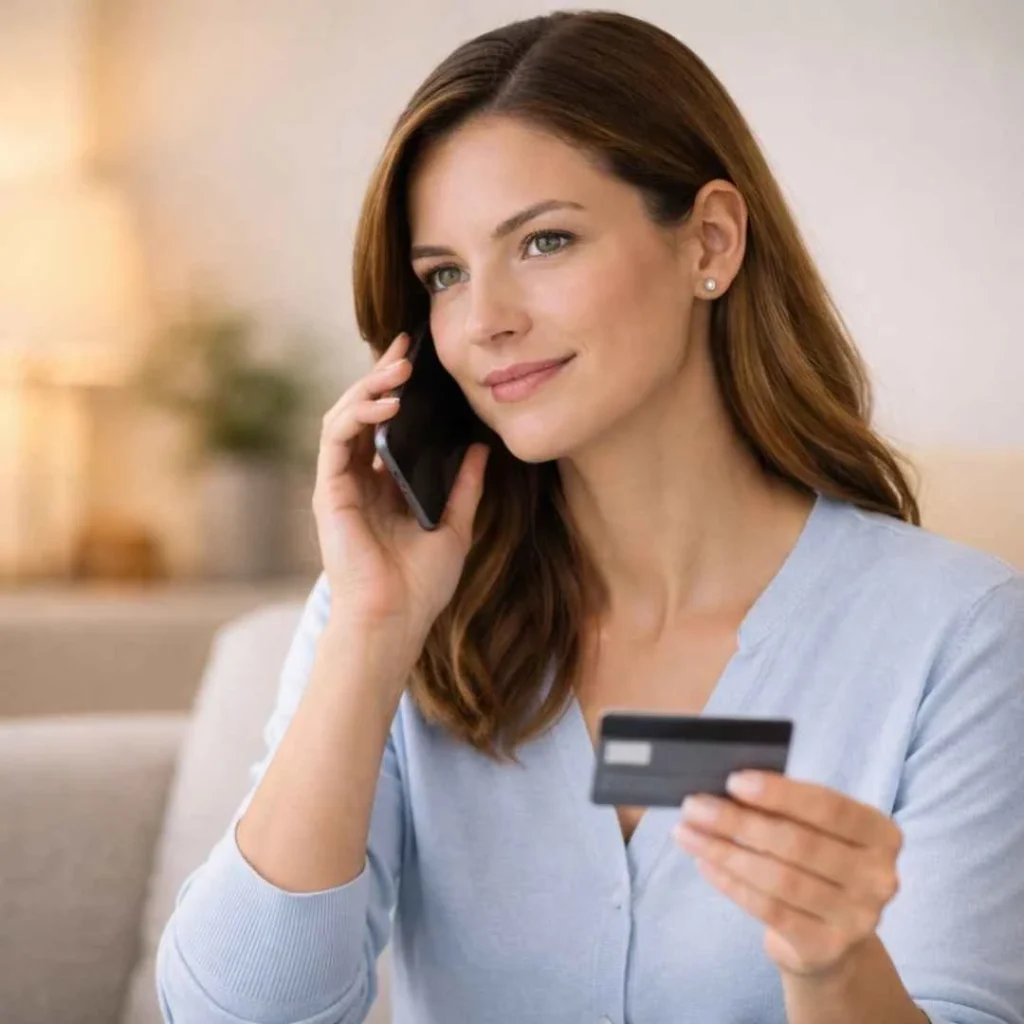 Woman calling bank to dispute xsolla charge on credit card in the United States.