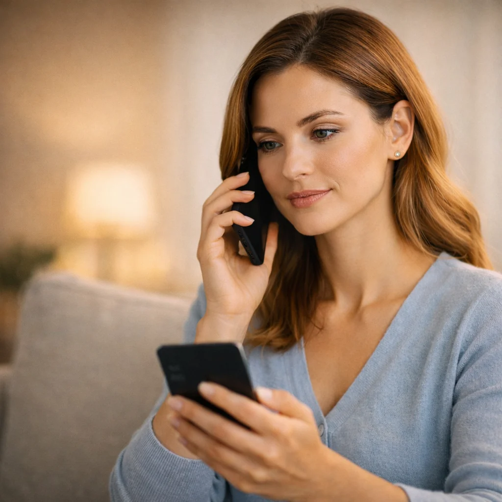 Woman calling her bank to report an unrecognized BrainerZone charge on her credit card