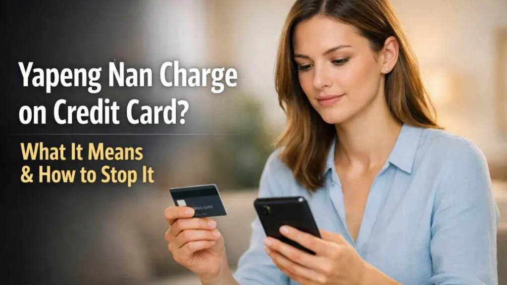 Yapeng Nan charge on credit card explained, showing a U.S. woman reviewing an unfamiliar Google Play subscription charge calmly