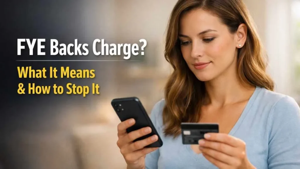 Confident woman checking FYE backs charge on credit card on smartphone, understanding subscription and how to stop it