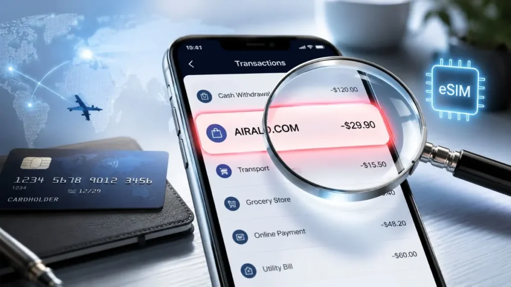 AICHATEE charge on credit card shown on a mobile banking statement with highlighted transaction