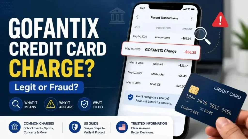 GOFANTIX credit card charge highlighted on mobile banking screen showing unknown transaction investigation