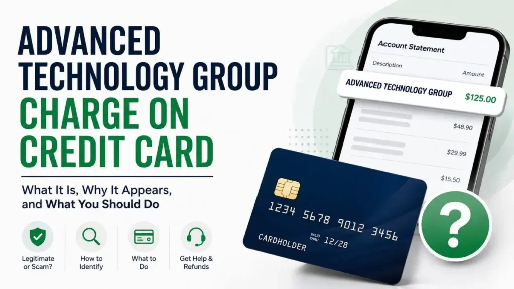 Advanced Technology Group charge on credit card displayed on a banking app statement, helping users identify and verify an unknown credit card transaction.