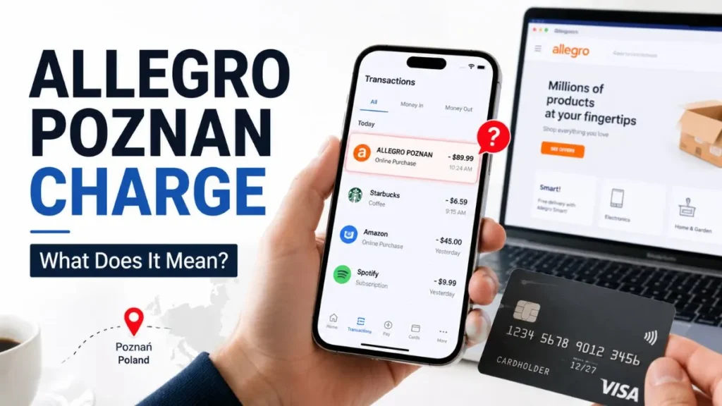 Allegro Poznan charge on credit card displayed in a mobile banking app transaction alert