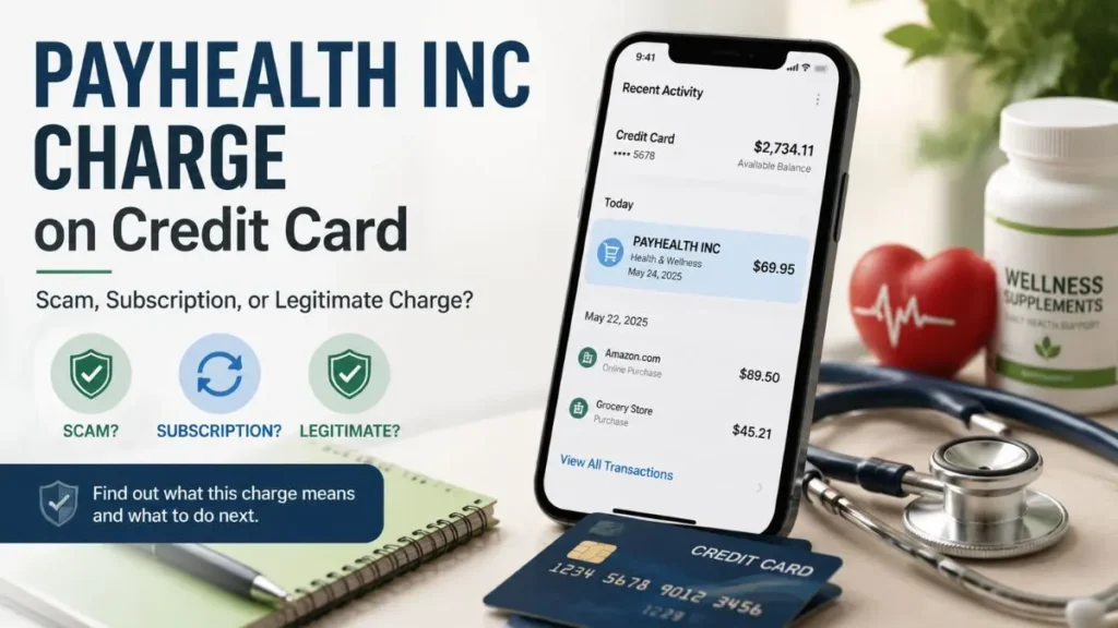 PAYHEALTH INC charge on credit card displayed in a banking app while a consumer reviews the transaction