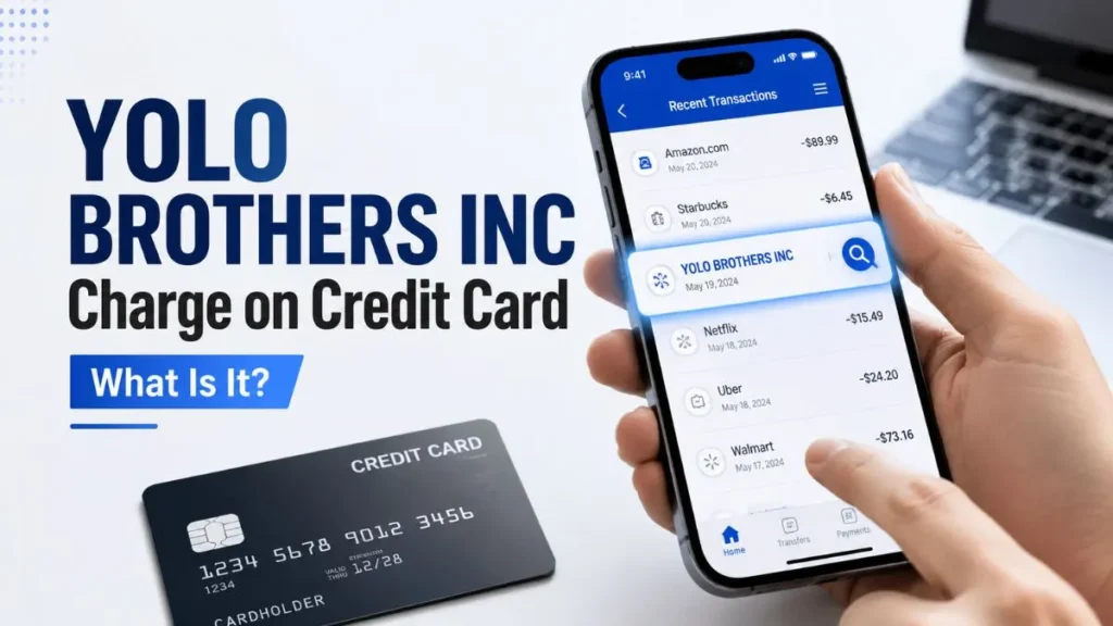 YOLO BROTHERS INC charge on credit card displayed on a banking app transaction screen