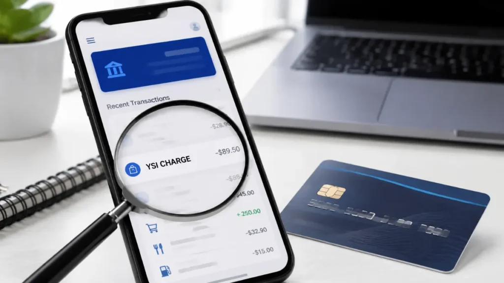 YSI charge on credit card statement showing transaction verification