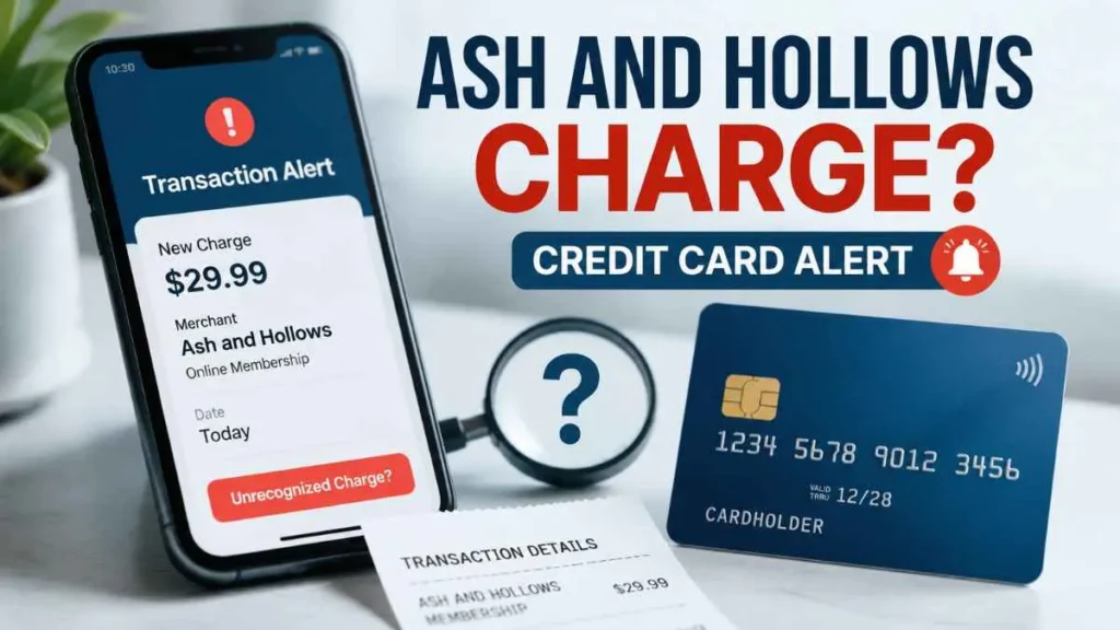 Ash and Hollows charge on credit card showing unknown transaction investigation