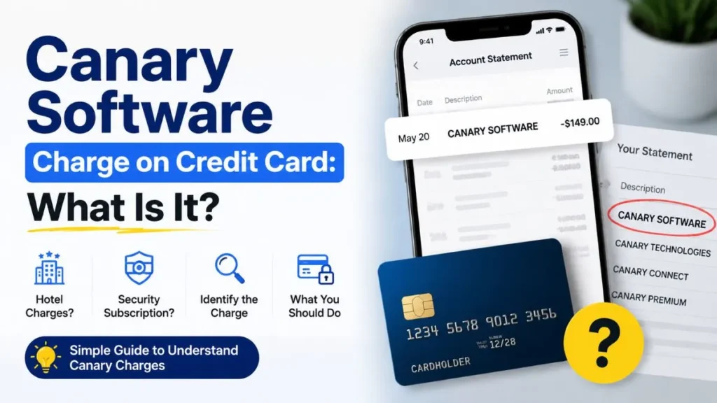 Canary Software charge on credit card statement showing an unknown transaction and payment details