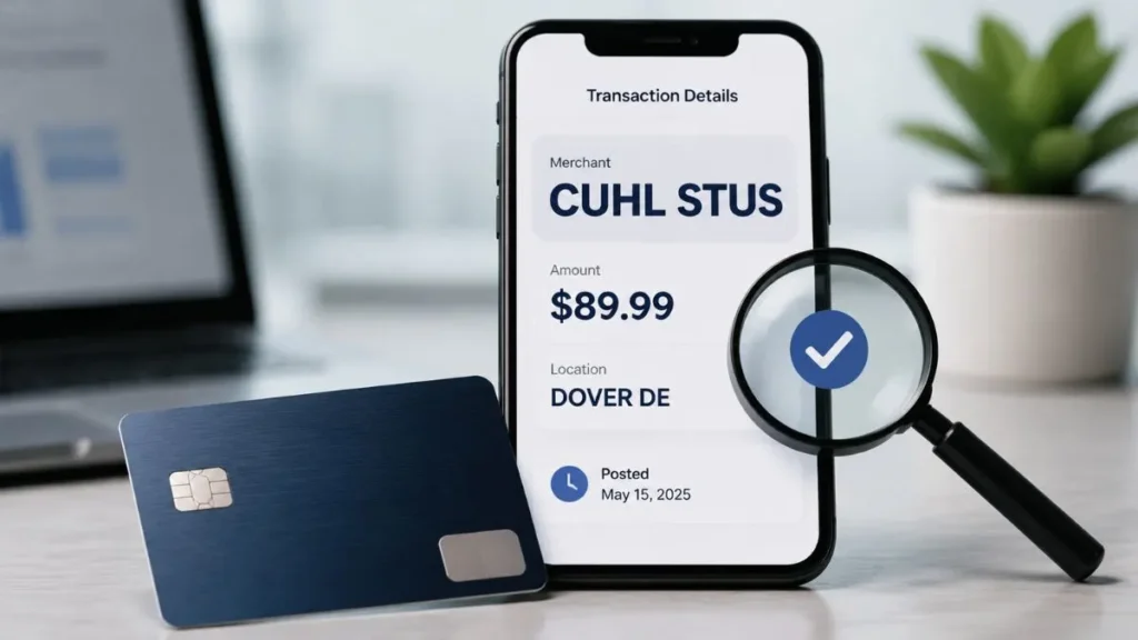 CUHL STUS charge on credit card transaction showing DOVER DE