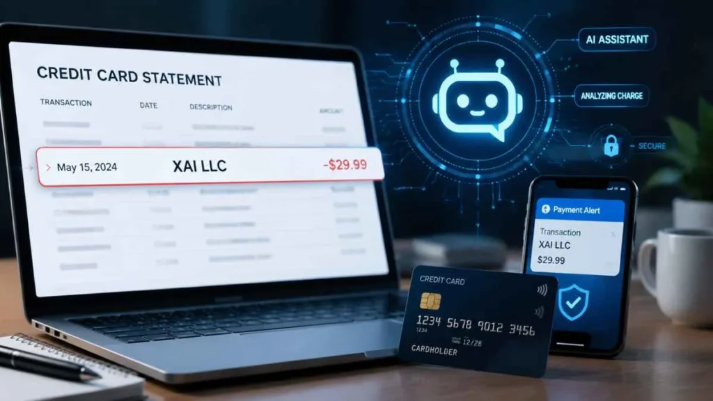 XAI LLC charge on credit card explained with AI billing and payment statement