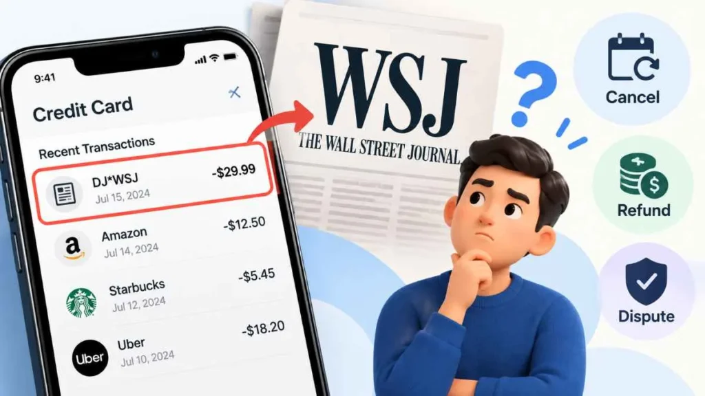 DJ WSJ charge on credit card explained