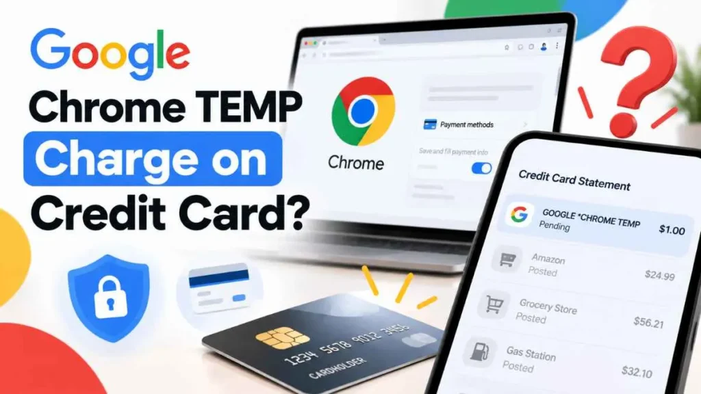 Google Chrome TEMP charge on credit card shown as a $1 pending charge