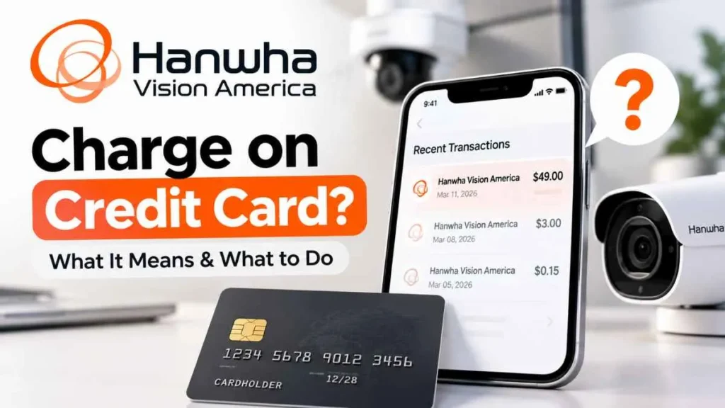 Hanwha Vision America charge on credit card explained with a credit card and transaction details