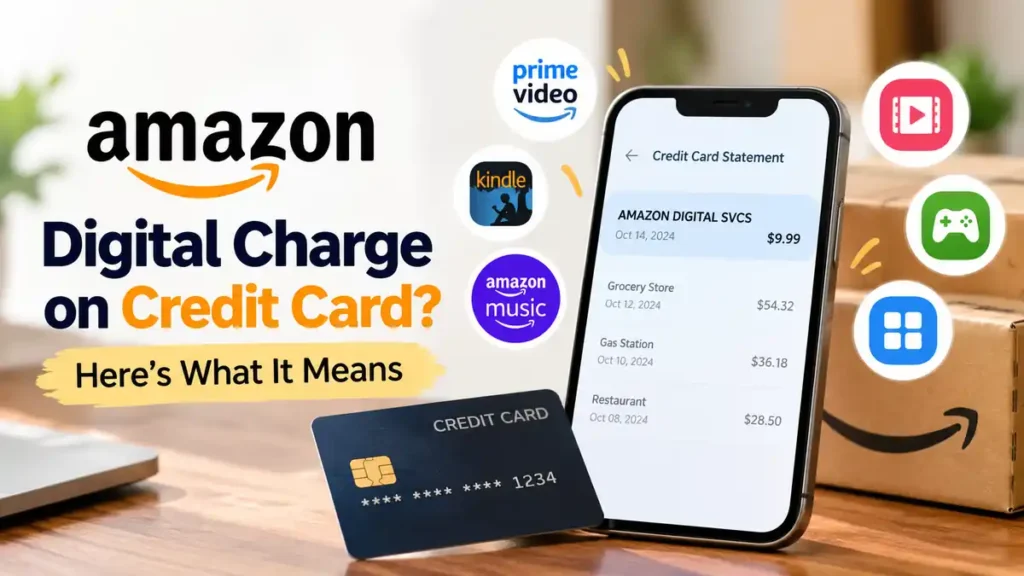 Amazon digital charge on credit card statement displayed on a smartphone