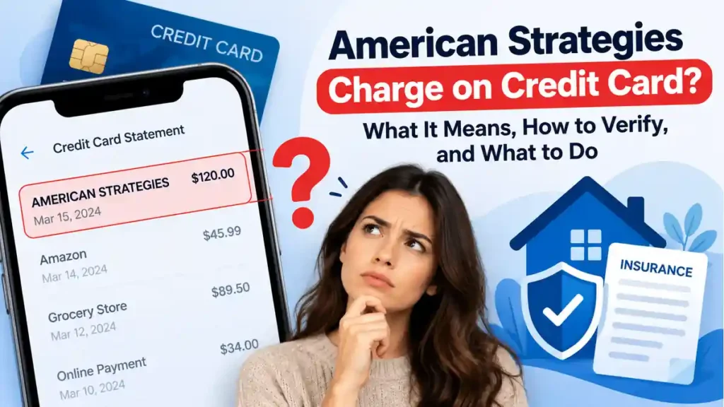 American Strategies charge on credit card statement with highlighted transaction