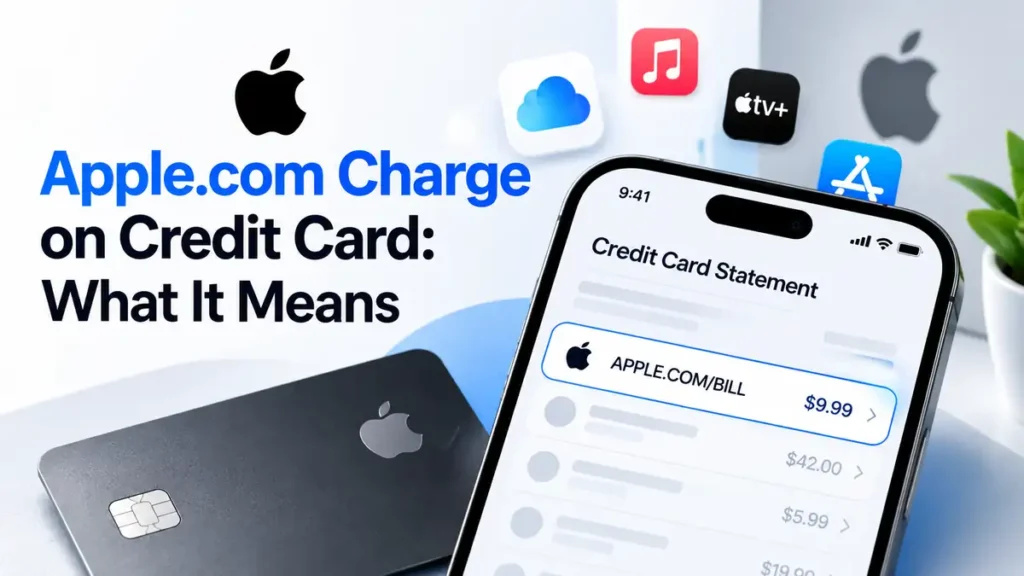 Apple.com charge on credit card statement displayed on a smartphone